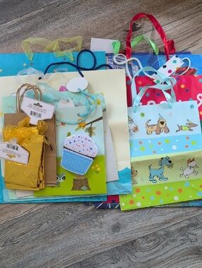 Gift Bag Bundle of 16 Gift Bags and 1 Gift Card Tin Various Sizes and Occasions